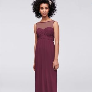 David's Bridal Maxi Tank with Mesh Dress Bridesmaid / Prom Dress Size 4 Wine
